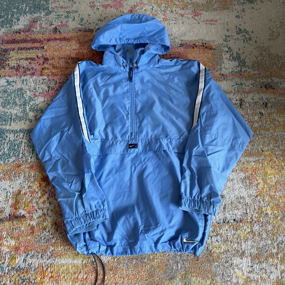 Vintage Y2K 2000s Nike Light Blue Half Zip Anorak Windbreaker Jacket Mens Large